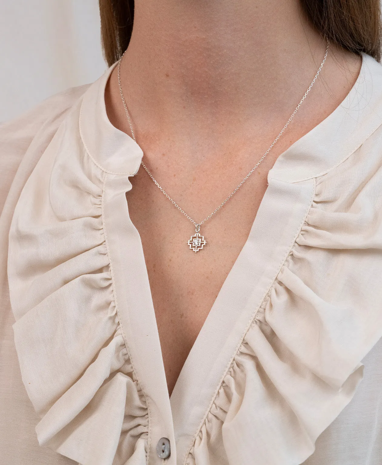 Zoe & Morgan | Centered Necklace - Silver/White Zircon sold by Sisters & Co product image thumbnail 4