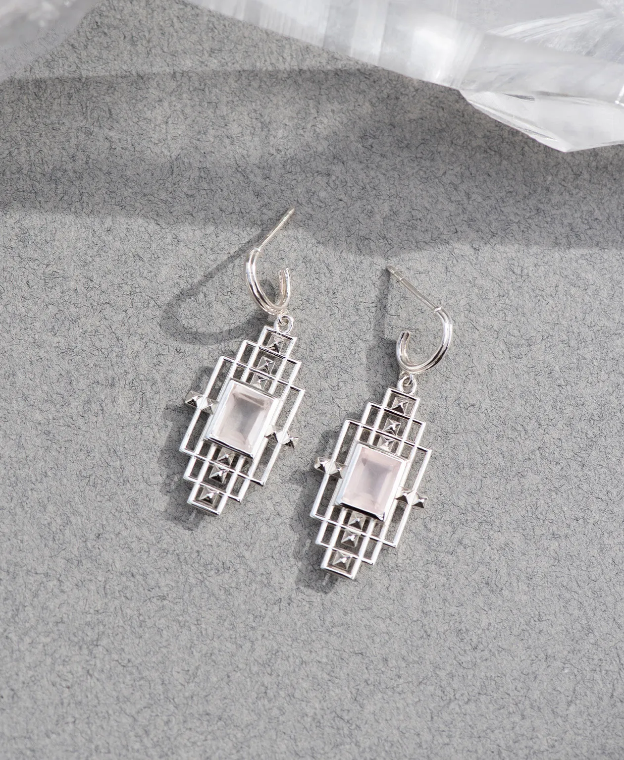 Zoe & Morgan | Bliss Earrings - Silver/Rose Quartz sold by Sisters & Co product image thumbnail 3