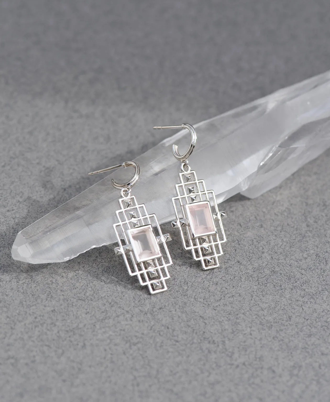 Zoe & Morgan | Bliss Earrings - Silver/Rose Quartz sold by Sisters & Co product image thumbnail 4