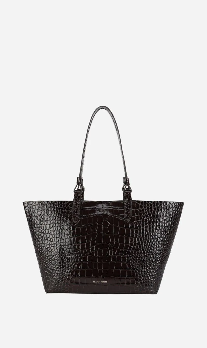 Deadly Ponies | Mr Bandit Tote - Espresso Croc sold by Sisters & Co