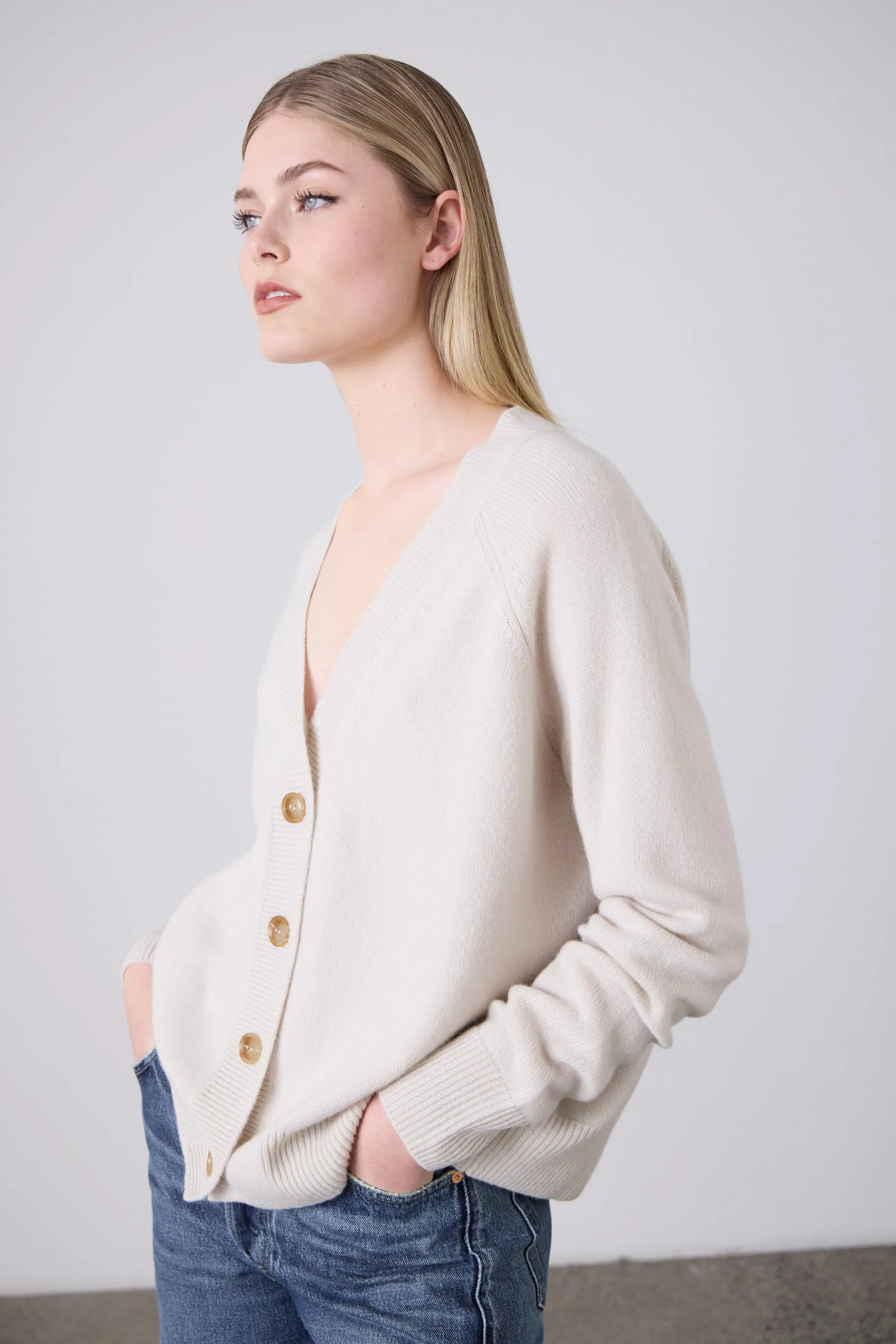 Laing | Lauren Cashmere Cardi - Putty sold by Sister & Co