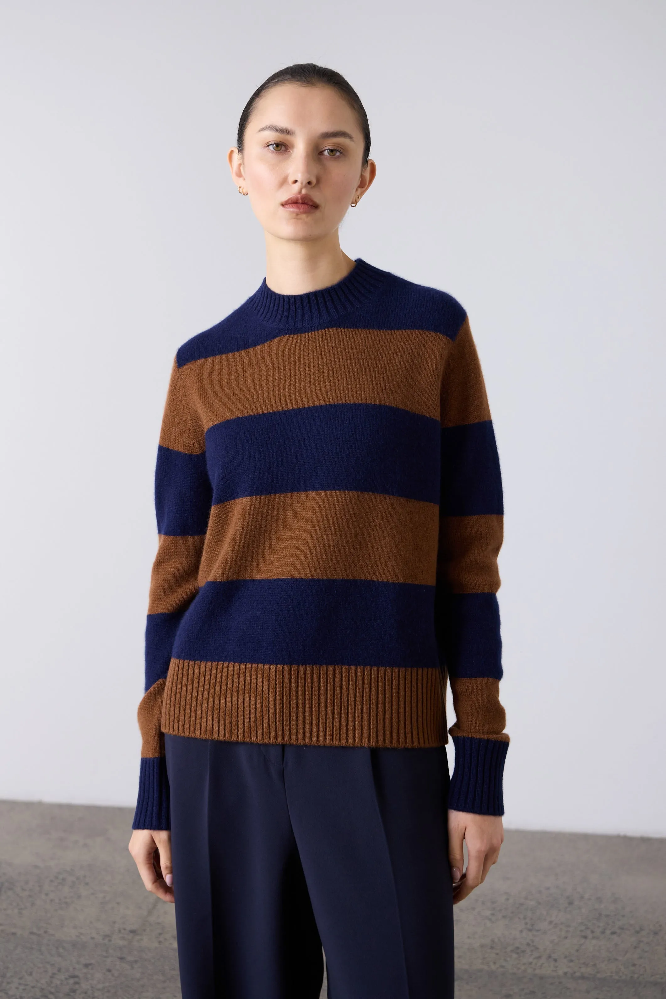 Laing | Boxy Cashmere Crew - Navy/Russet sold by Sister & Co product image thumbnail 2