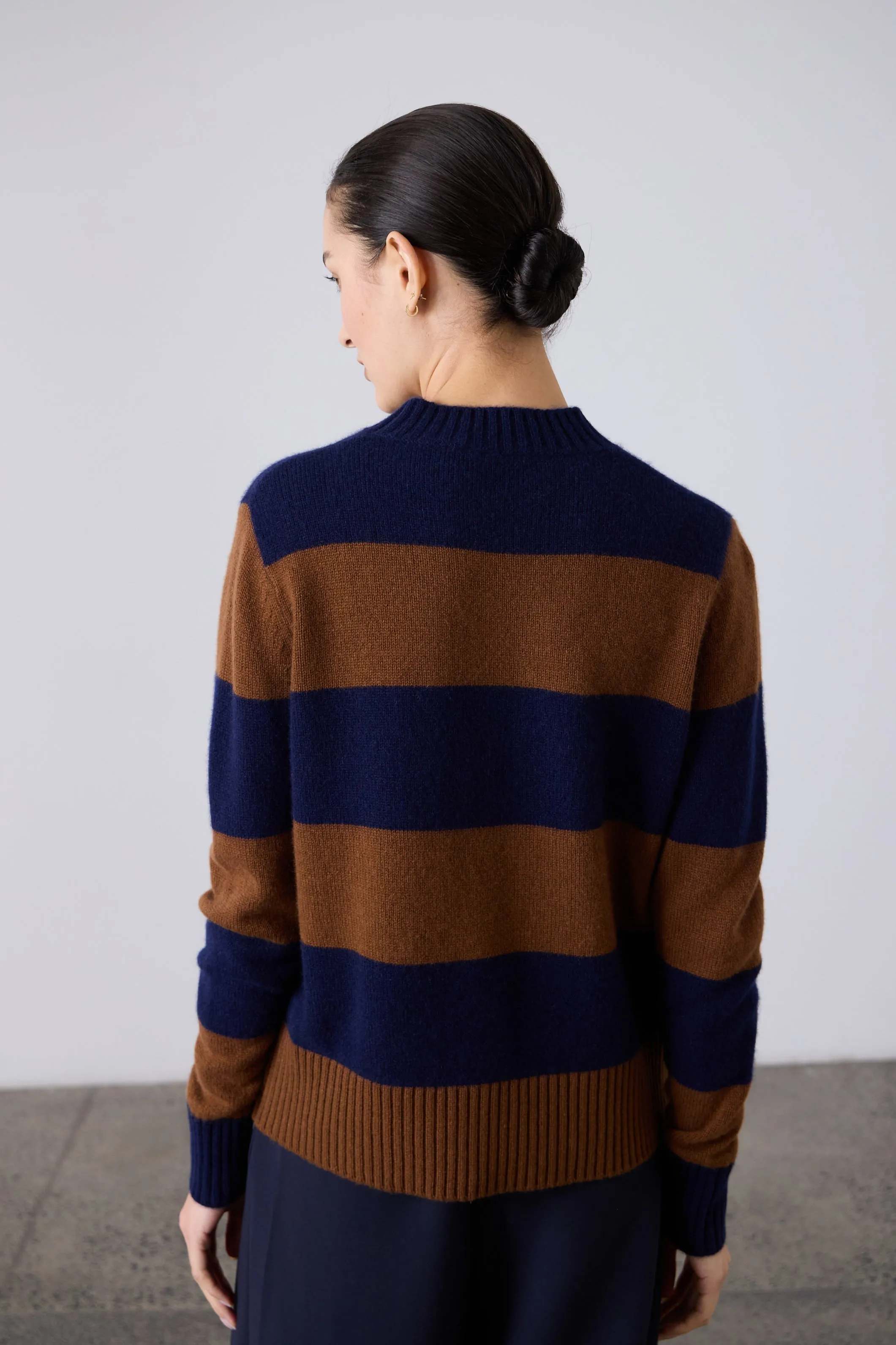 Laing | Boxy Cashmere Crew - Navy/Russet sold by Sister & Co product image thumbnail 4