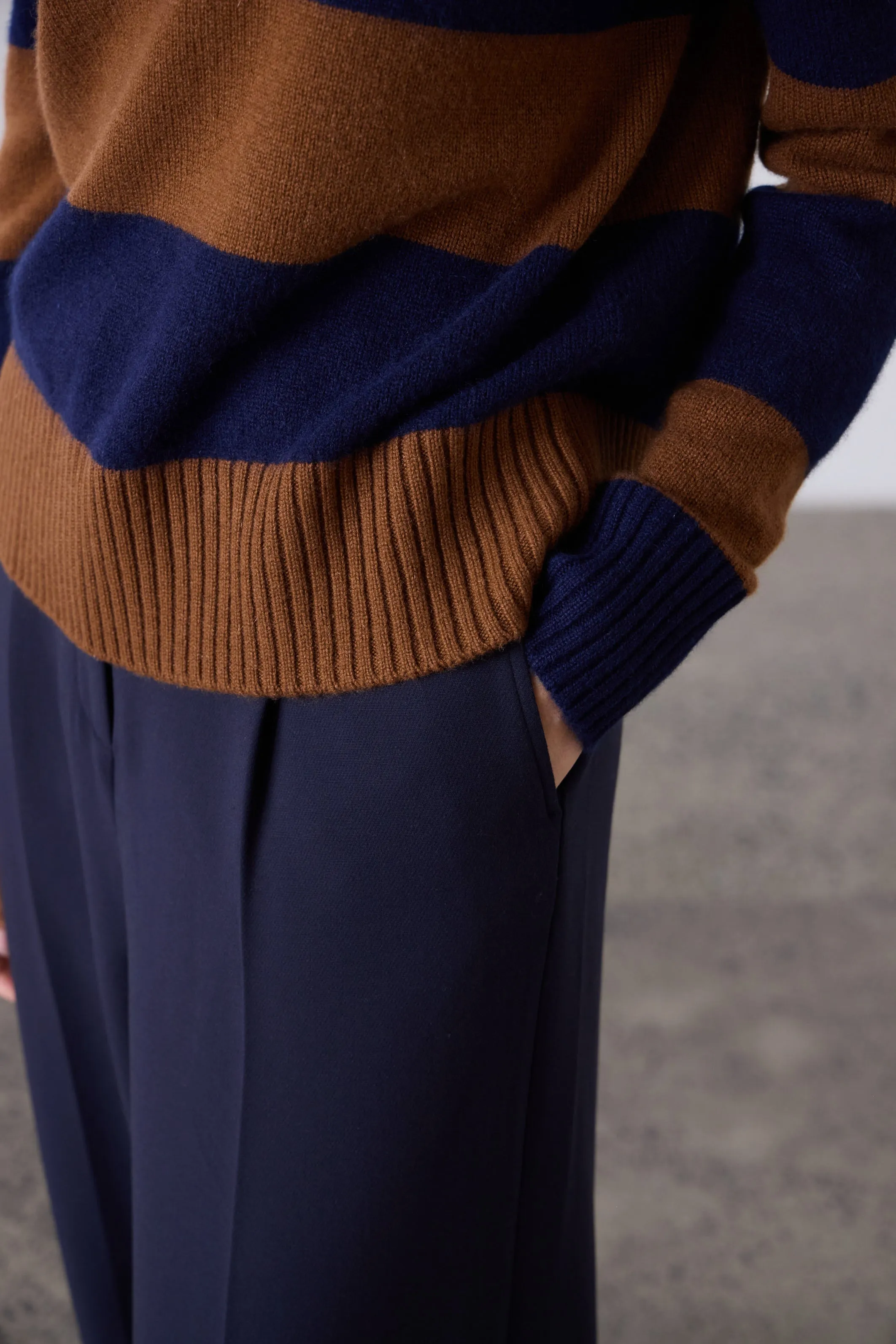 Laing | Boxy Cashmere Crew - Navy/Russet sold by Sister & Co product image thumbnail 3