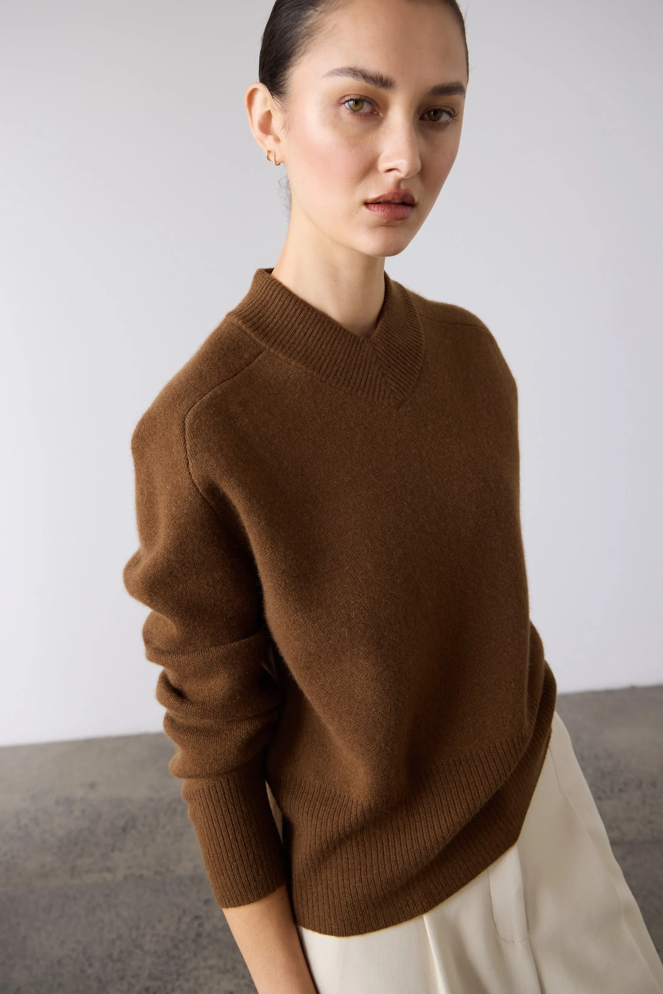 Laing | High V Neck Sweater - Chestnut sold by Sister & Co product image thumbnail 3