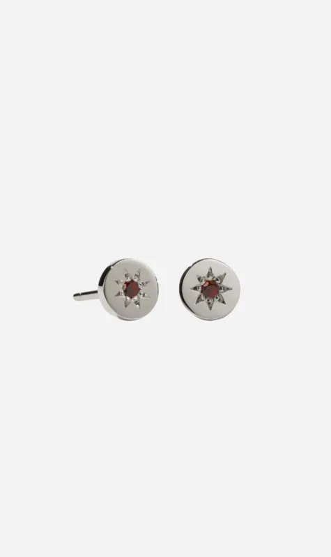 Meadowlark | Lulu Stud Earrings - Silver/African Garnett sold by Sister & Co