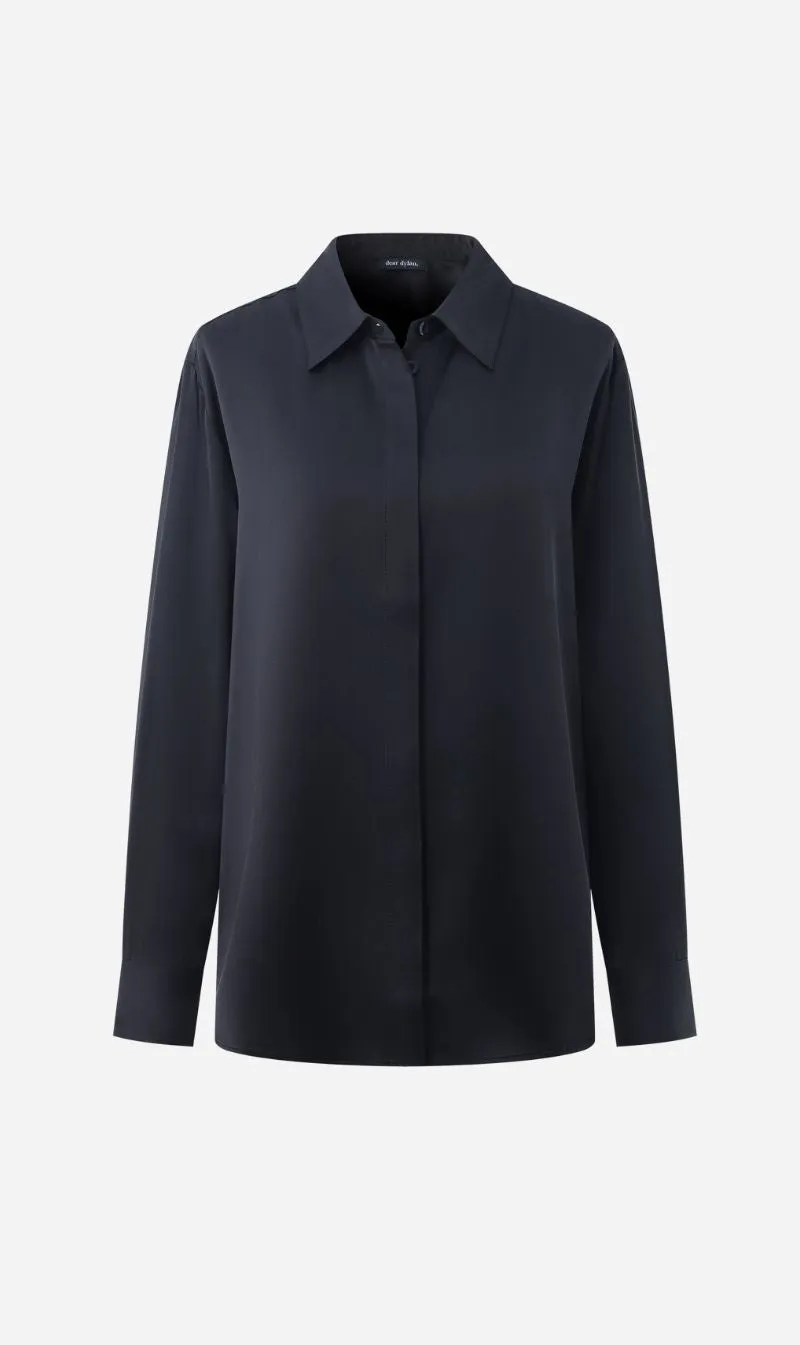 Dear Dylan | Dylan Silk Shirt - Noir sold by Sisters & Co