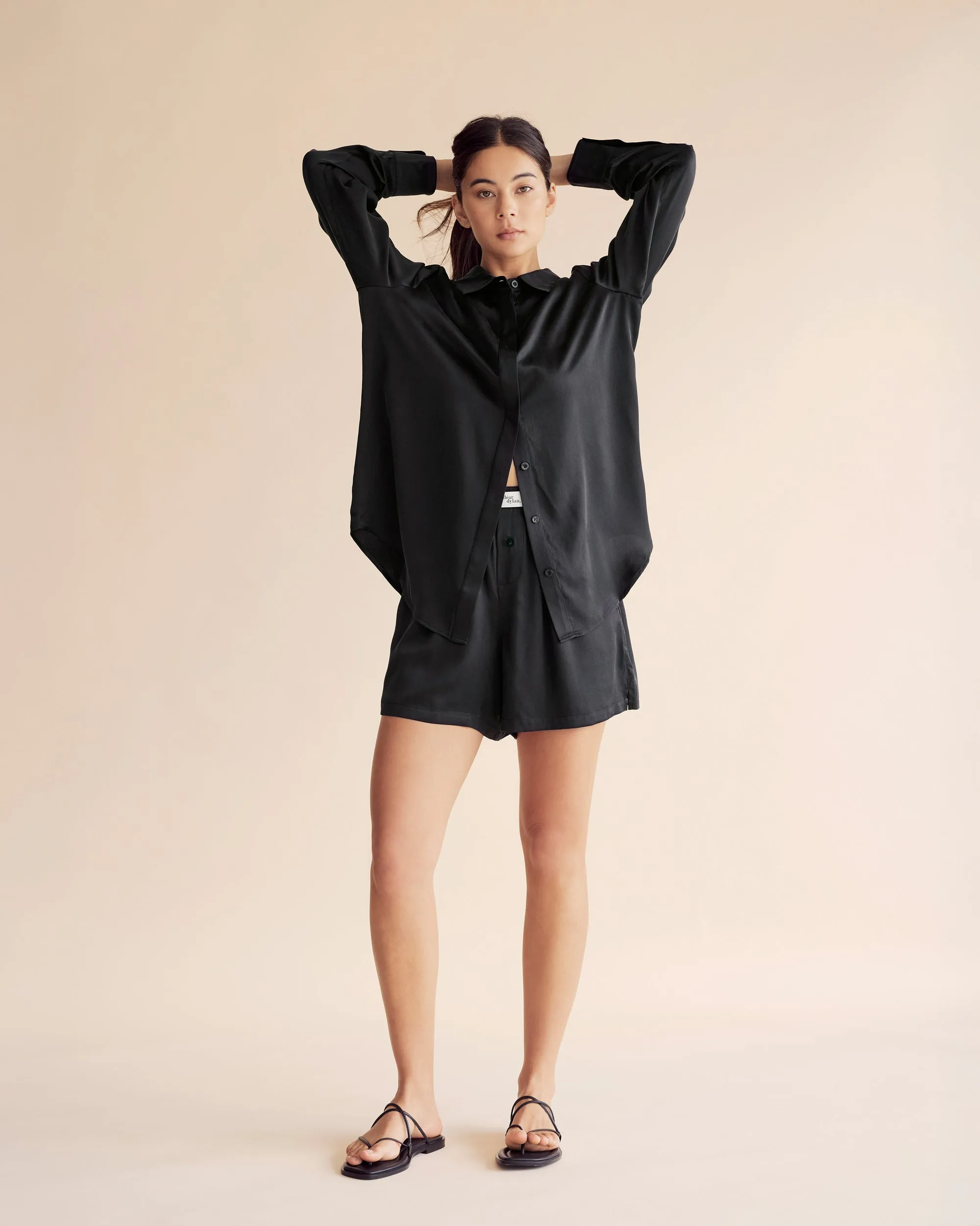 Dear Dylan | Dylan Silk Shirt - Noir sold by Sisters & Co product image thumbnail 3