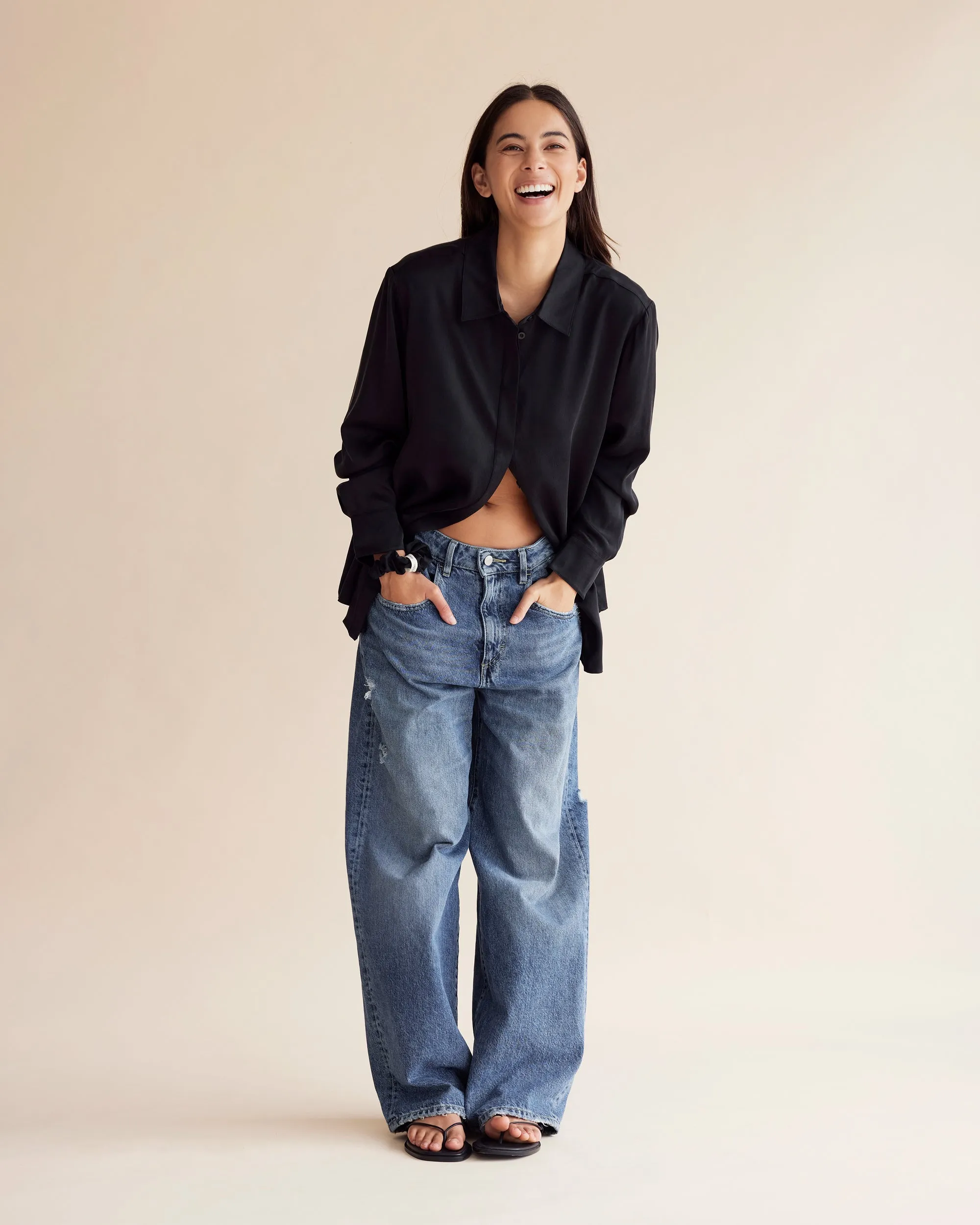 Dear Dylan | Dylan Silk Shirt - Noir sold by Sisters & Co product image thumbnail 4