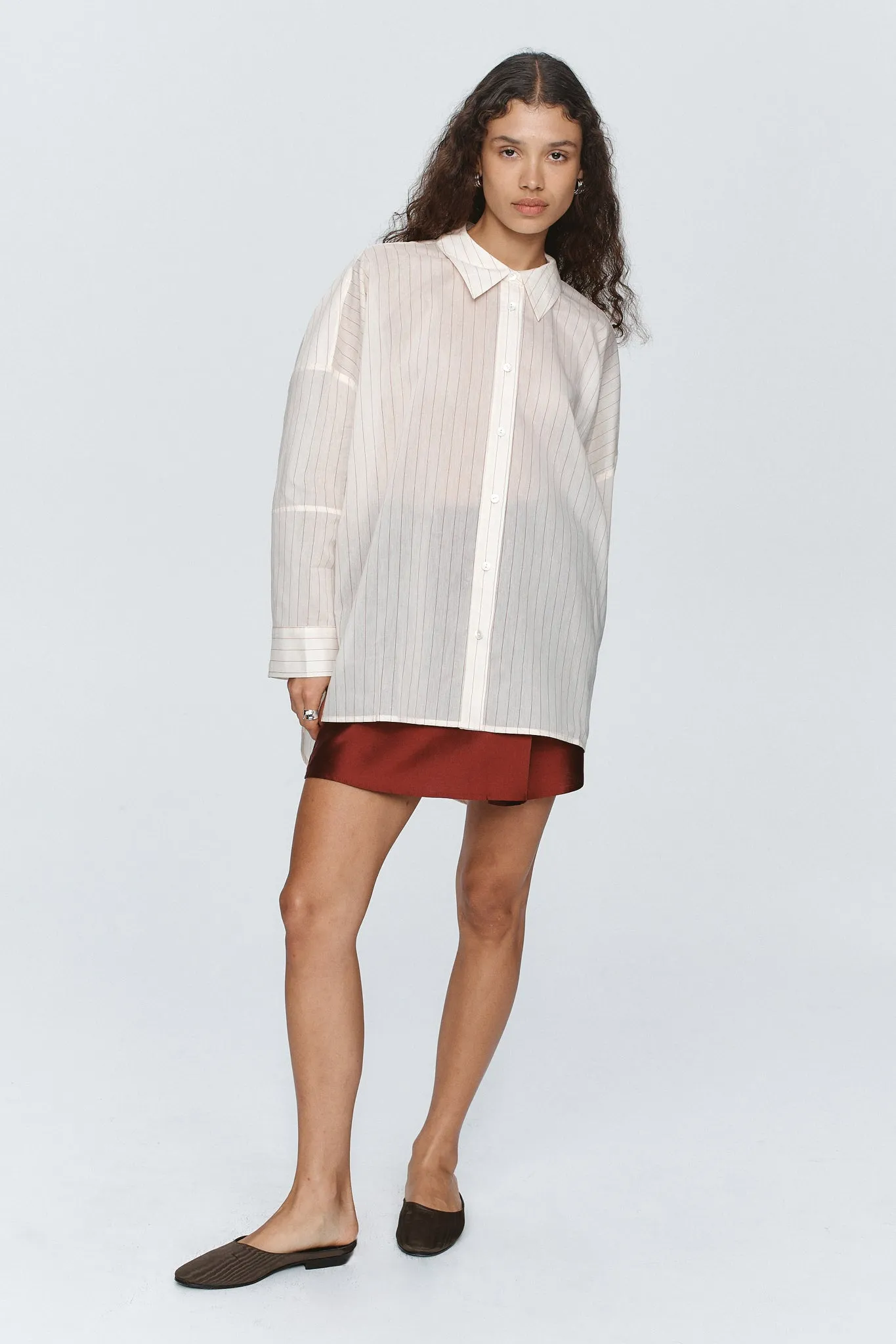 Marle | Edie Shirt - Ivory/Sangria Stripe sold by Sister & Co
