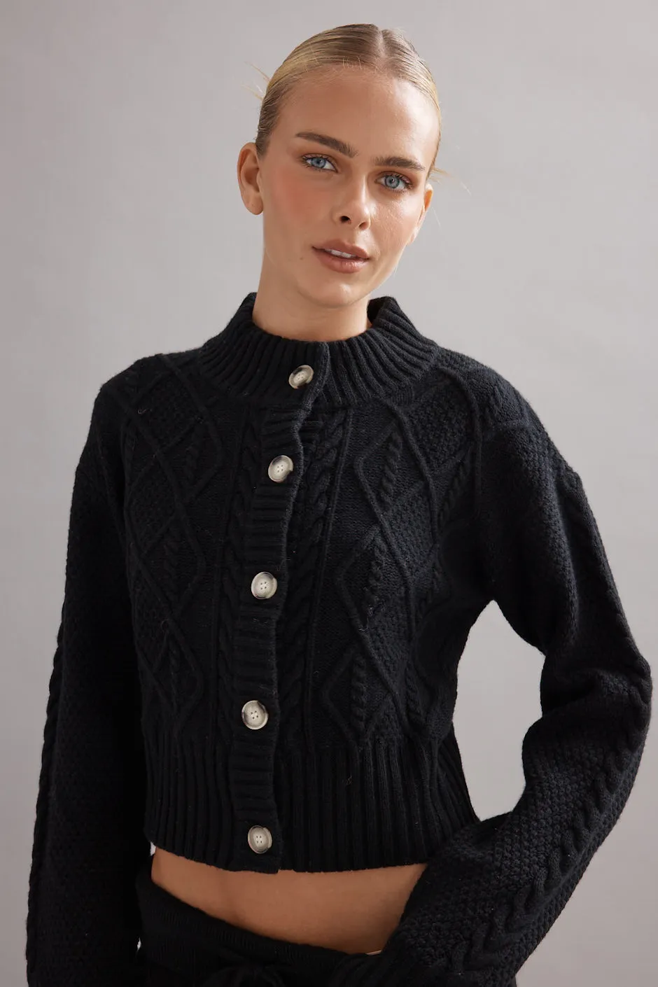 Caitlin Crisp | Cable Knit Cardigan - Black sold by Sister & Co product image thumbnail 2