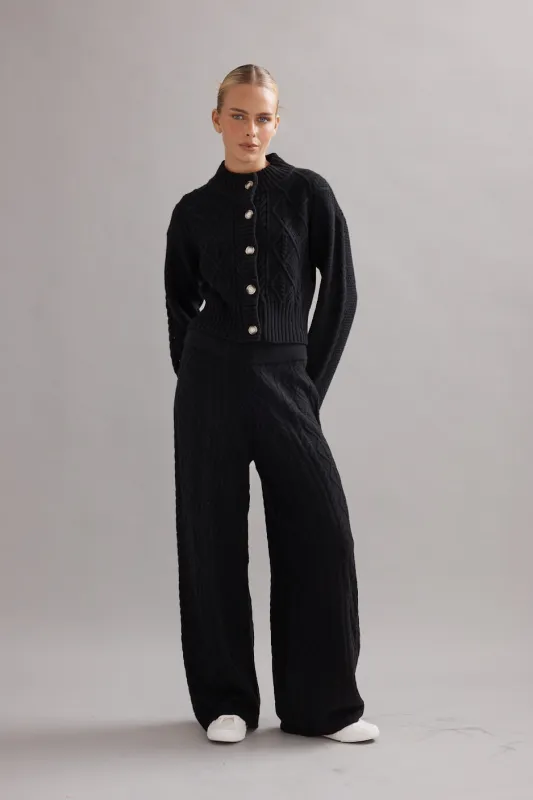 Caitlin Crisp | Cable Knit Cardigan - Black sold by Sister & Co