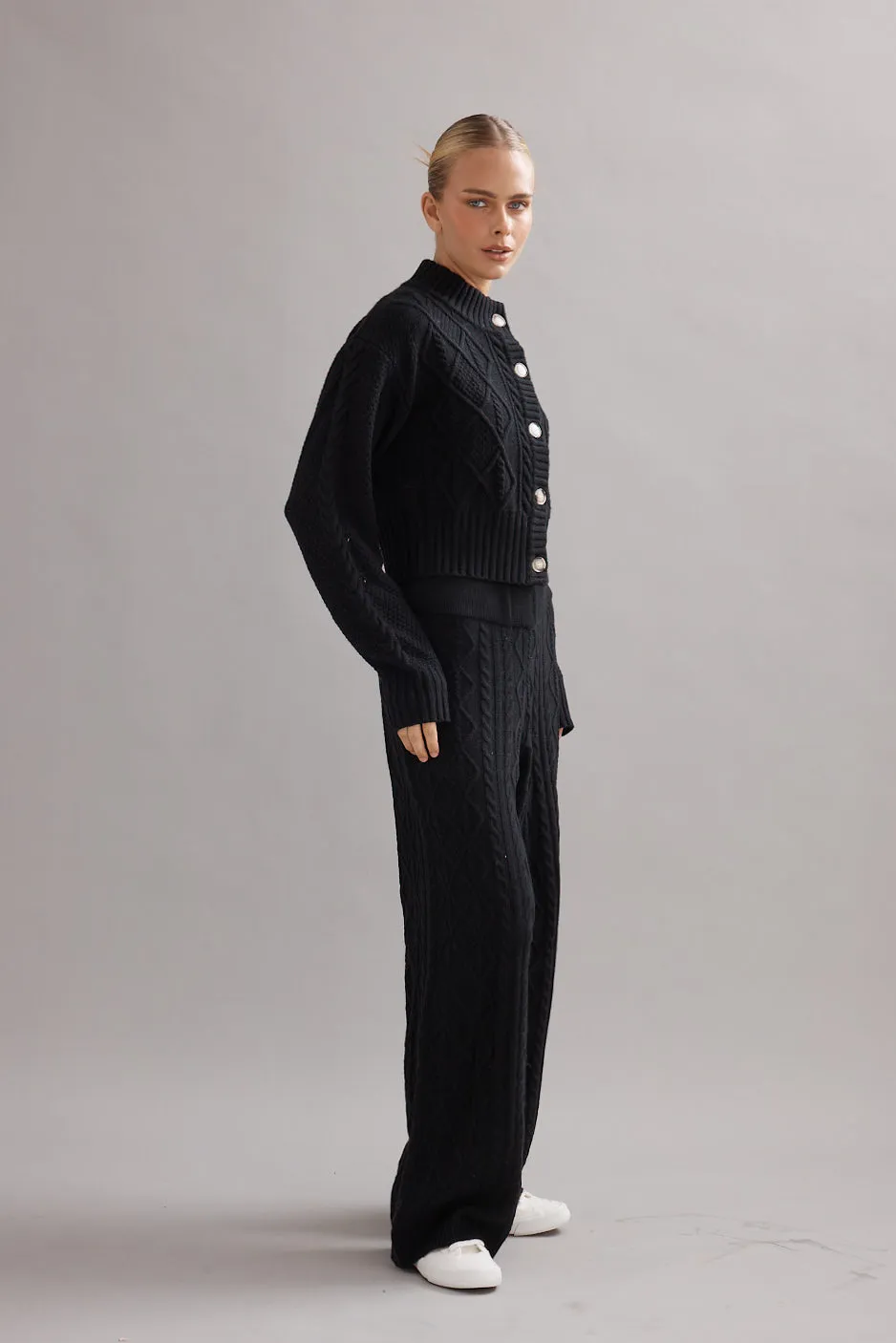 Caitlin Crisp | Cable Knit Cardigan - Black sold by Sister & Co product image thumbnail 3