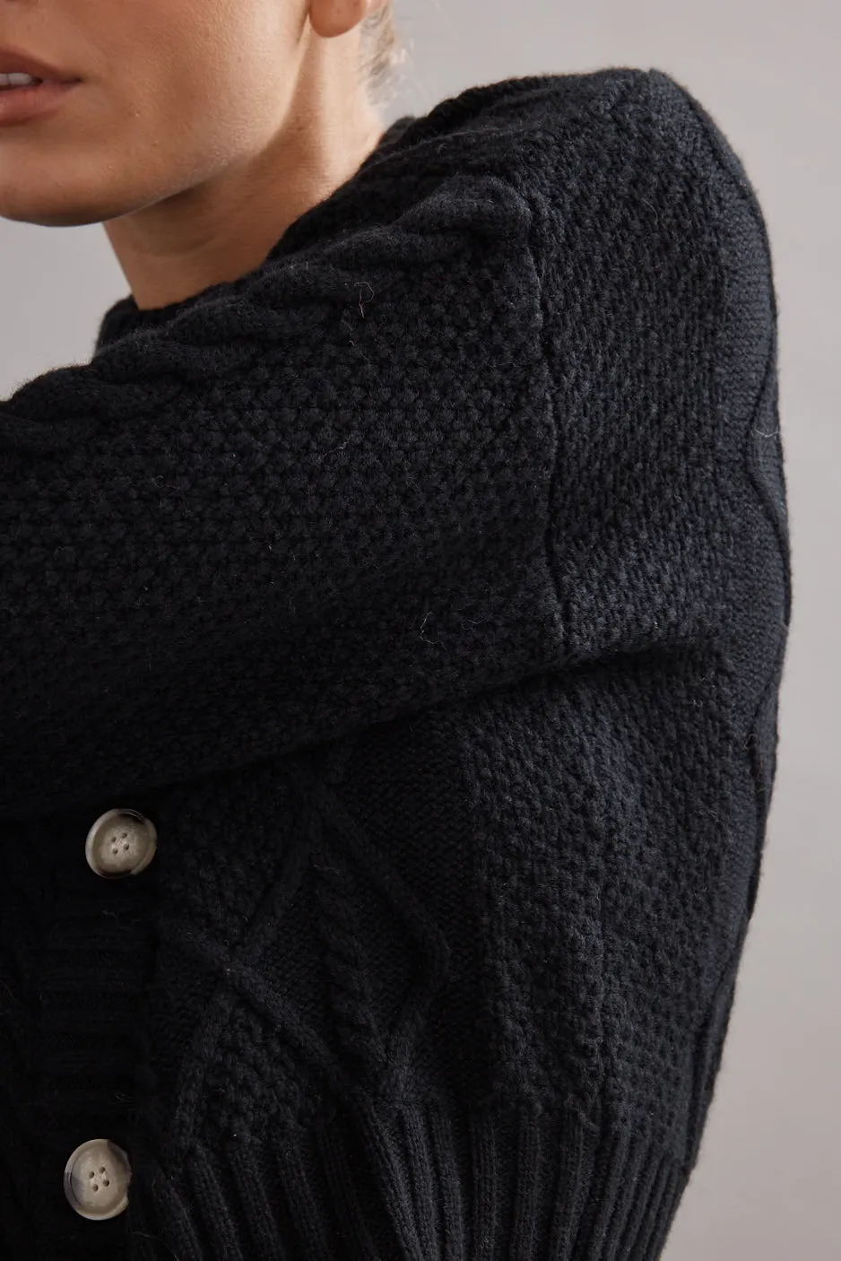 Caitlin Crisp | Cable Knit Cardigan - Black sold by Sister & Co product image thumbnail 5