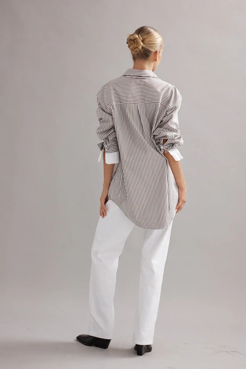 Caitlin Crisp | Vienna Shirt - Mocha Stripe sold by Sister & Co product image thumbnail 4