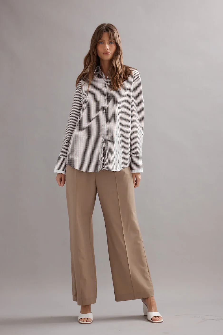 Caitlin Crisp | Vienna Shirt - Mocha Stripe sold by Sister & Co product image thumbnail 5
