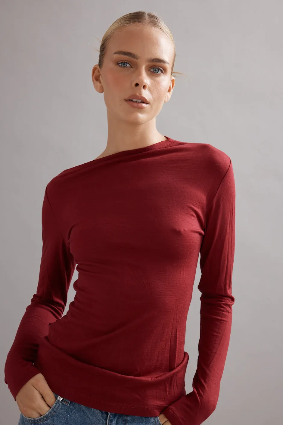 Caitlin Crisp | Beau Merino - Maroon sold by Sister & Co product image thumbnail 2