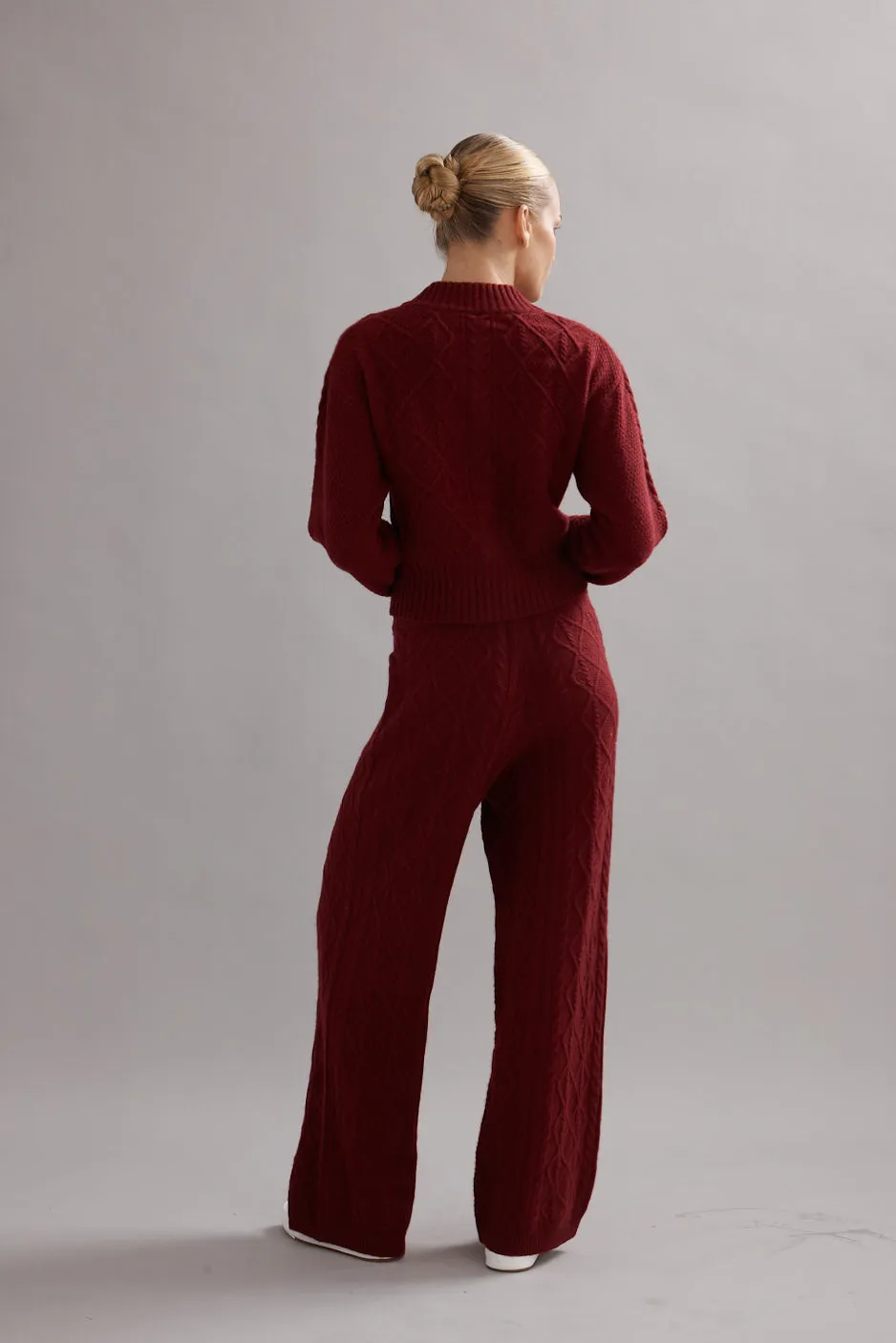 Caitlin Crisp | Cable Knit Cardigan - Maroon sold by Sister & Co product image thumbnail 4