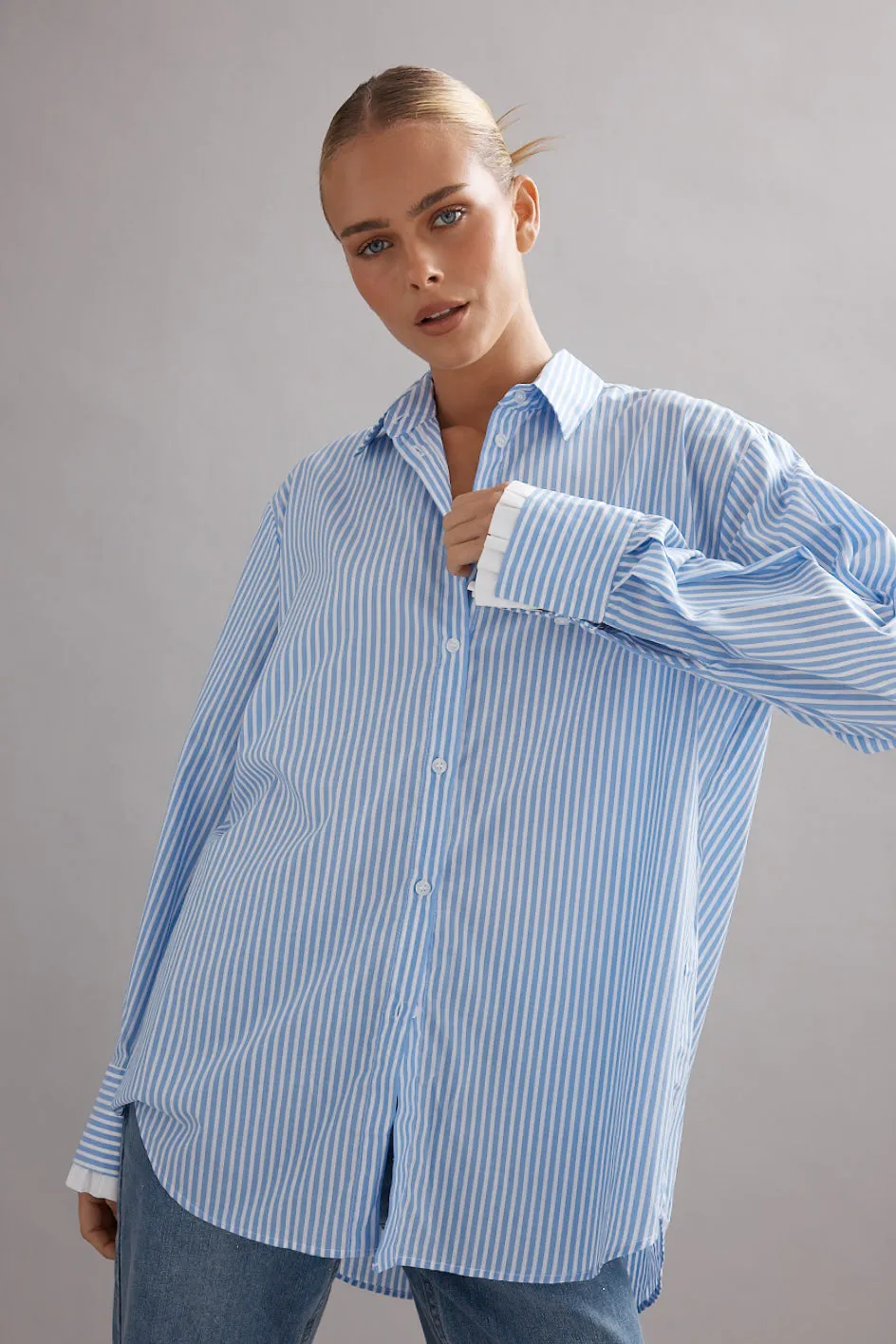 Caitlin Crisp | Vienna Shirt - Blue Stripe sold by Sister & Co product image thumbnail 2