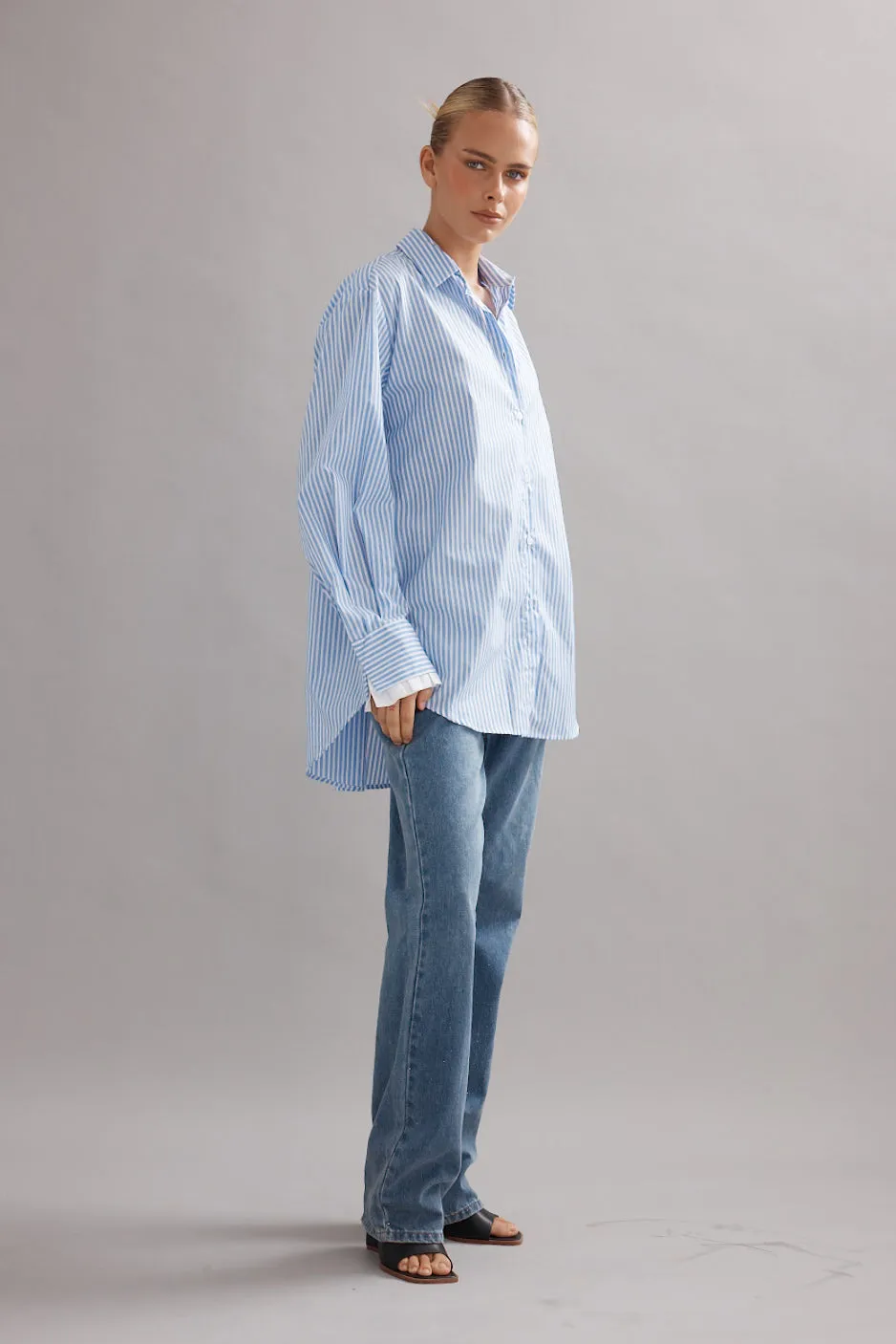 Caitlin Crisp | Vienna Shirt - Blue Stripe sold by Sister & Co product image thumbnail 3