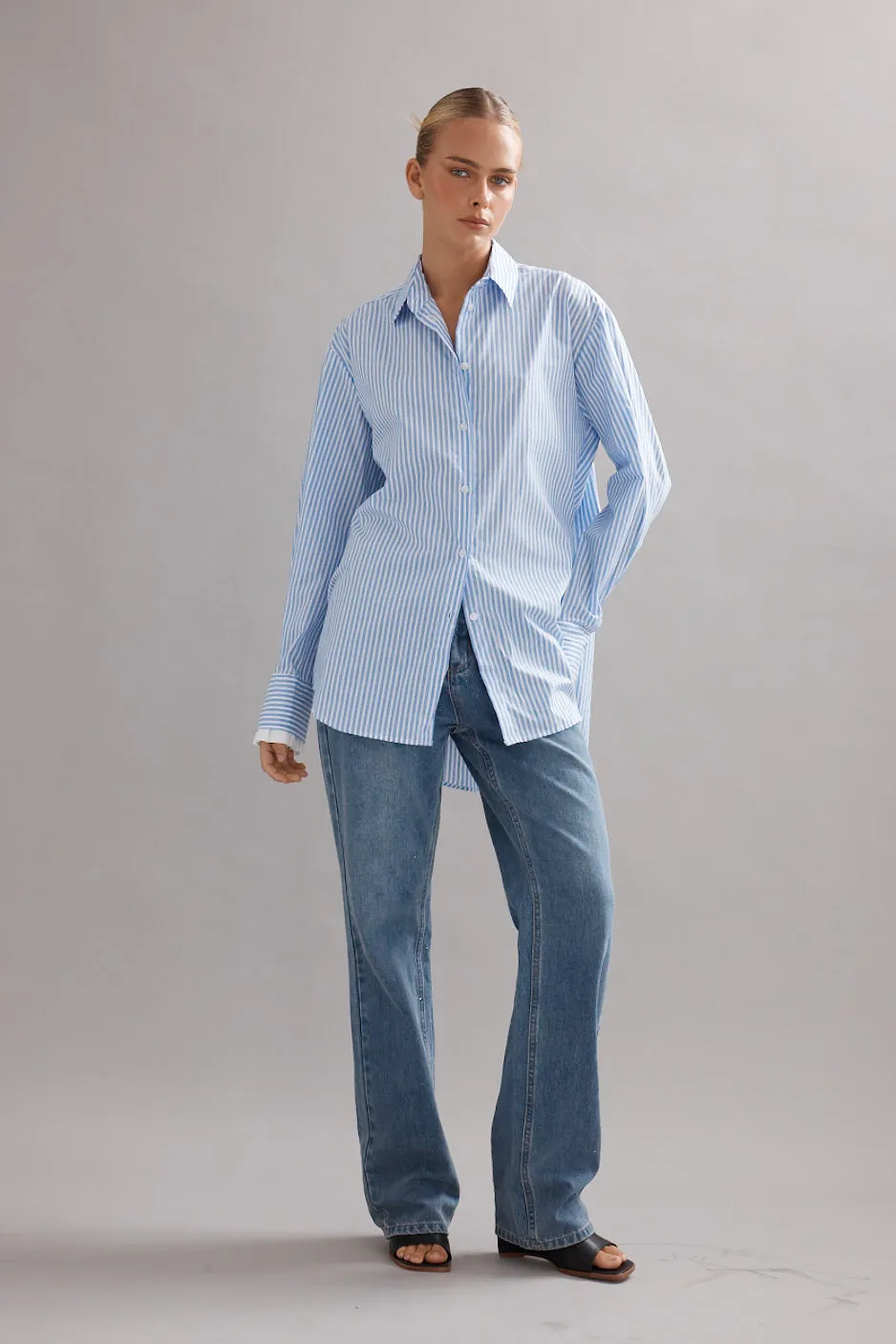 Caitlin Crisp | Vienna Shirt - Blue Stripe sold by Sister & Co