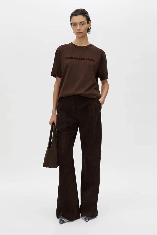 Camilla and Marc | Tia Flocking Logo Tee - Bitter Chocolate sold by Sister & Co product image thumbnail 2