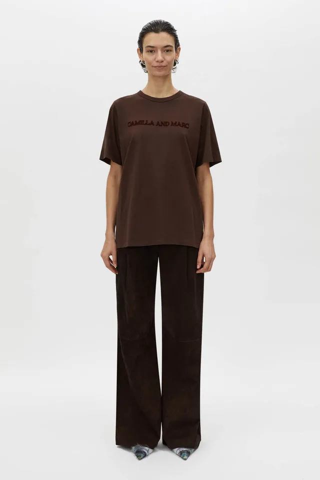 Camilla and Marc | Tia Flocking Logo Tee - Bitter Chocolate sold by Sister & Co product image thumbnail 4