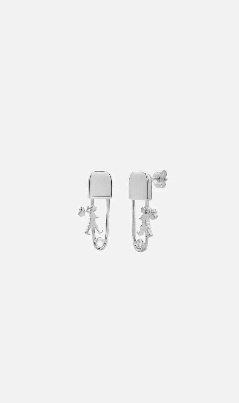 Karen Walker | Mini Runaway Safety Pin Studs - Silver sold by Sister & Co