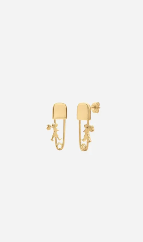 Karen Walker | Mini Runaway Safety Pin Studs - Gold sold by Sister & Co