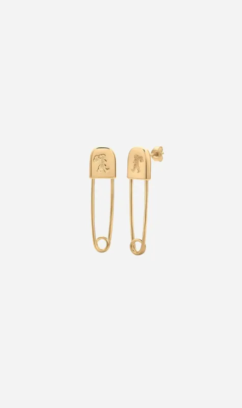 Karen Walker | Runaway Safety Pin Studs - Gold sold by Sister & Co