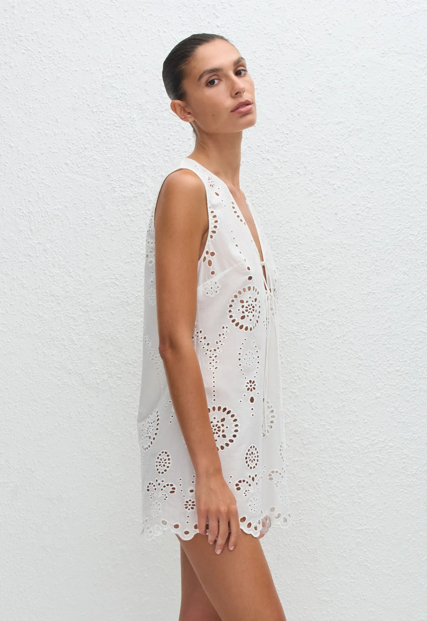 Matteau | Broderie Tie Mini Dress - White sold by Sister & Co product image thumbnail 2