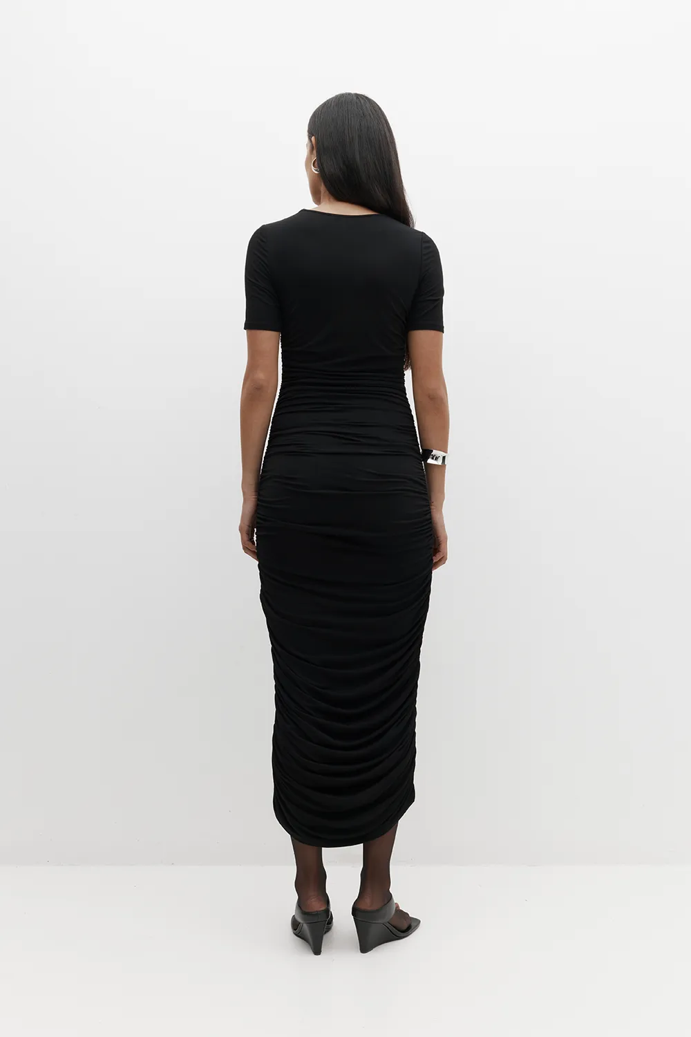 Rebe | Ruched Midi Dress - Black sold by Sister & Co product image thumbnail 3