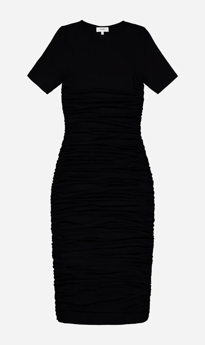 Rebe | Ruched Midi Dress - Black sold by Sister & Co