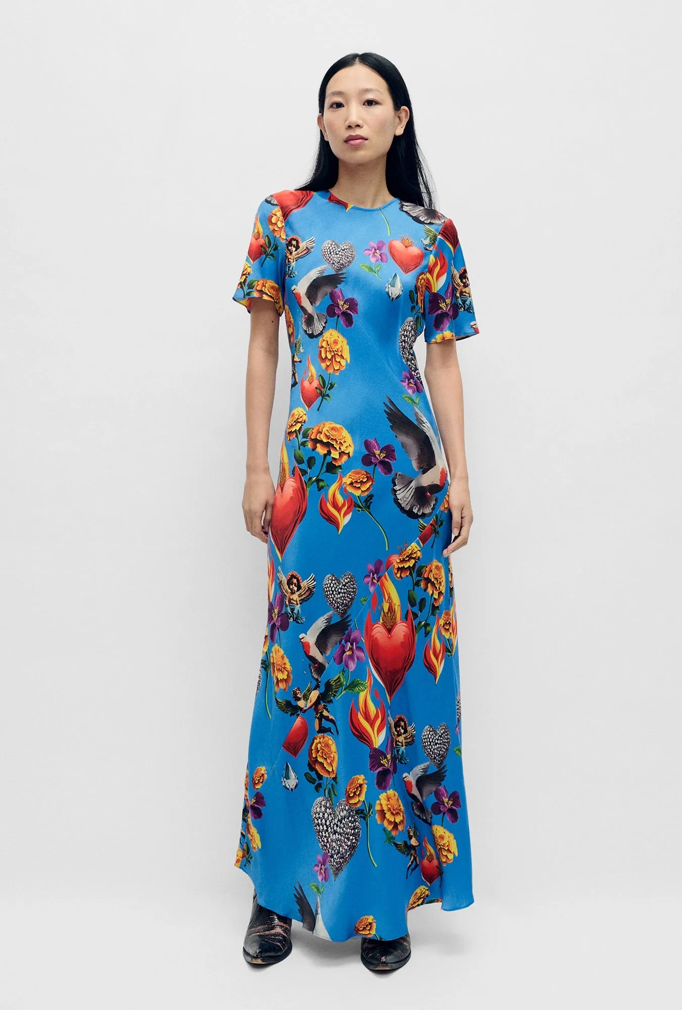 Silk Laundry | Short Sleeve Bias Dress - Dearly Beloved Mirage sold by Sister & Co product image thumbnail 2