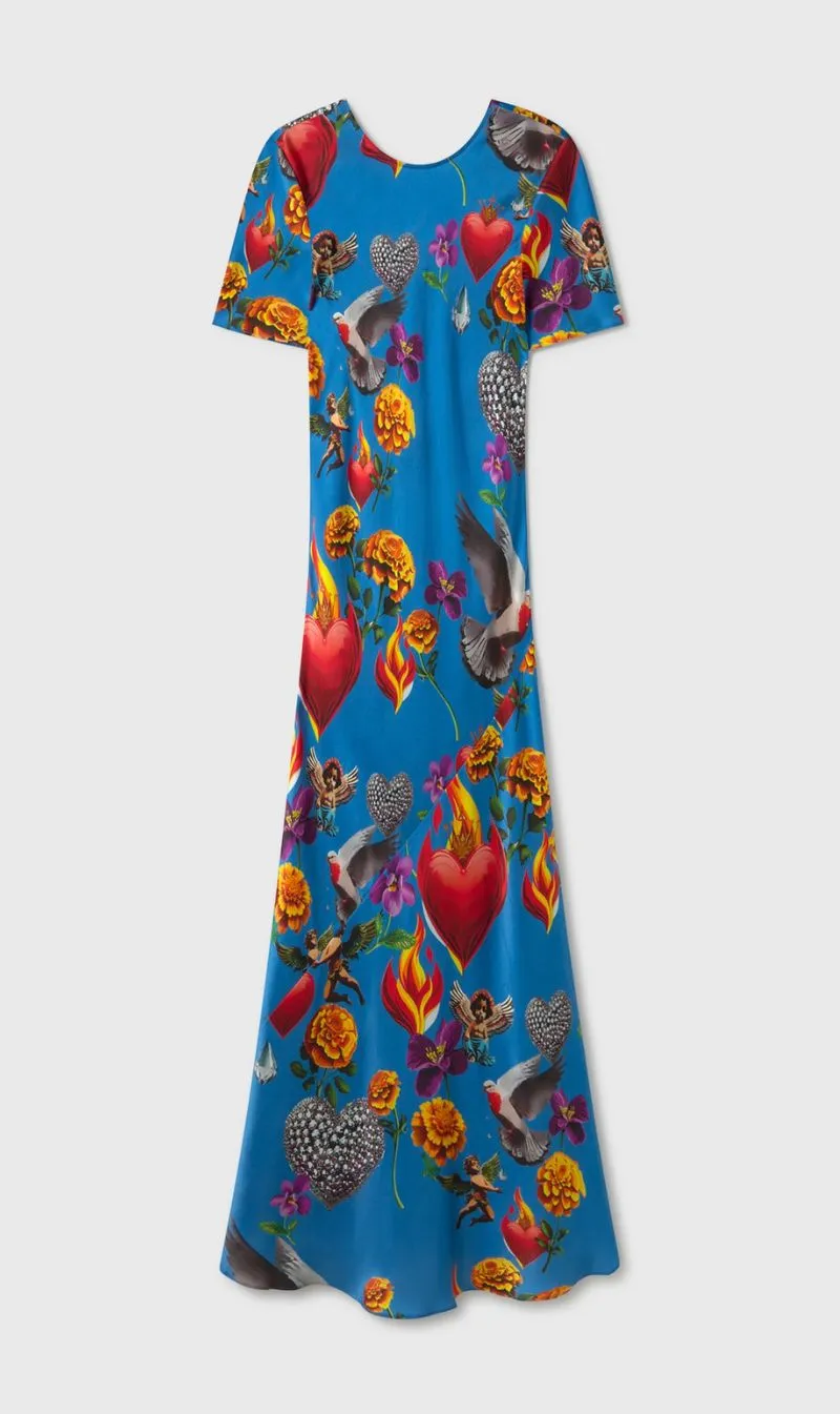 Silk Laundry | Short Sleeve Bias Dress - Dearly Beloved Mirage sold by Sister & Co