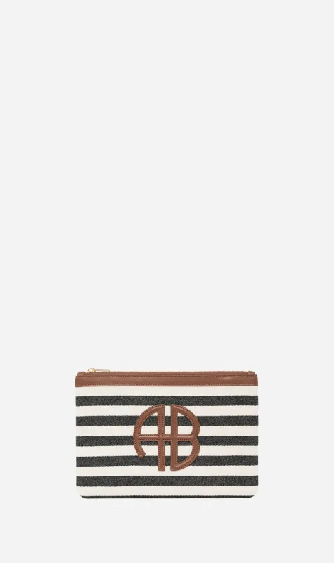 Anine Bing | Lili Pouch - Black & Natural Stripe sold by Sisters & Co