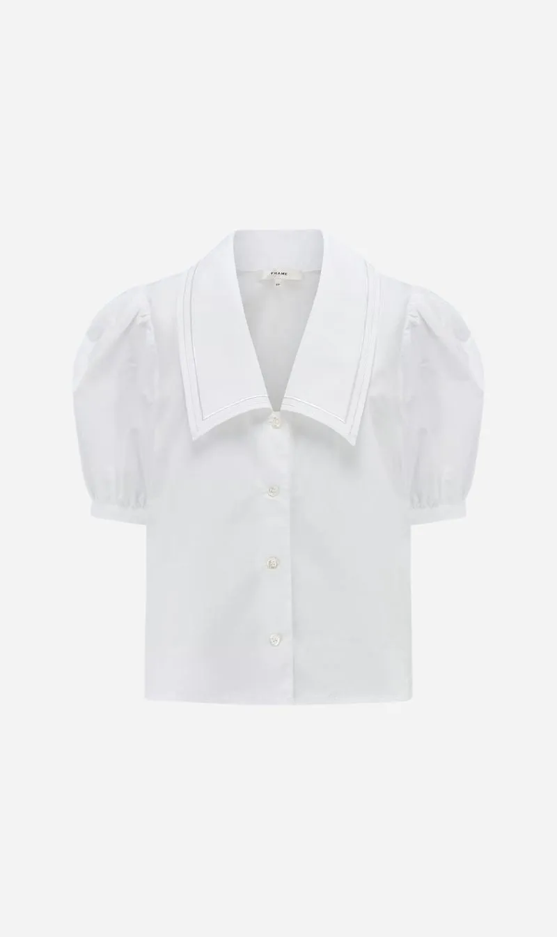 Frame Denim | The Poplin Sailor Blouse - White sold by Sister & Co