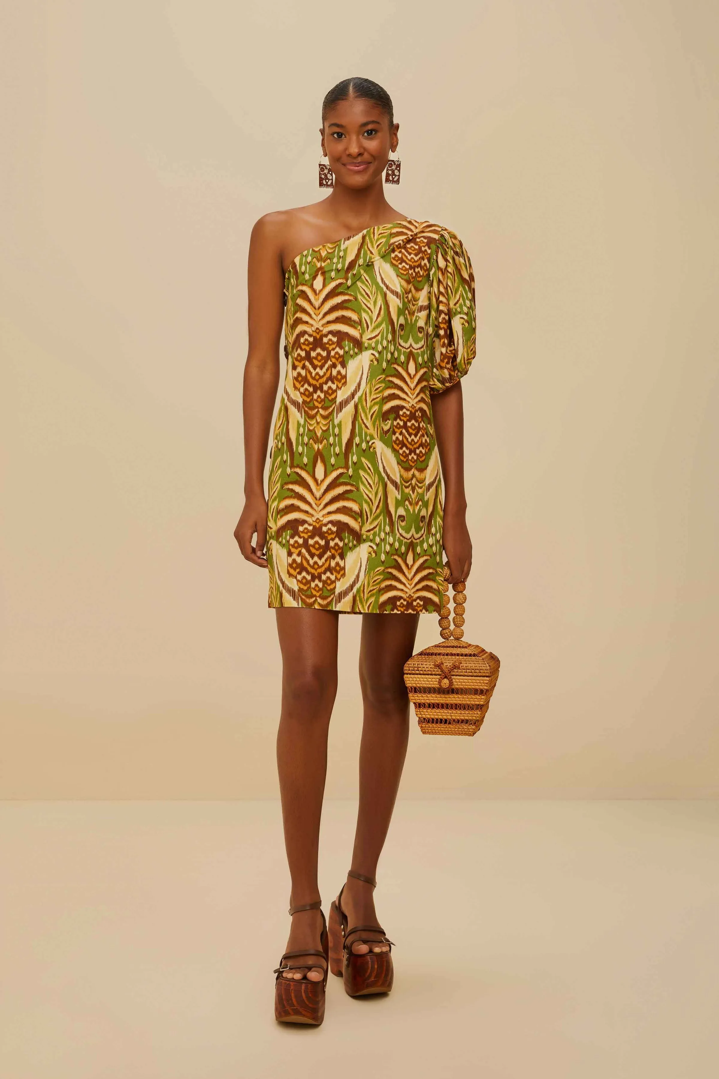 Farm Rio | Tapestry One Shoulder Mini Dress - Pineapple sold by Sisters & Co