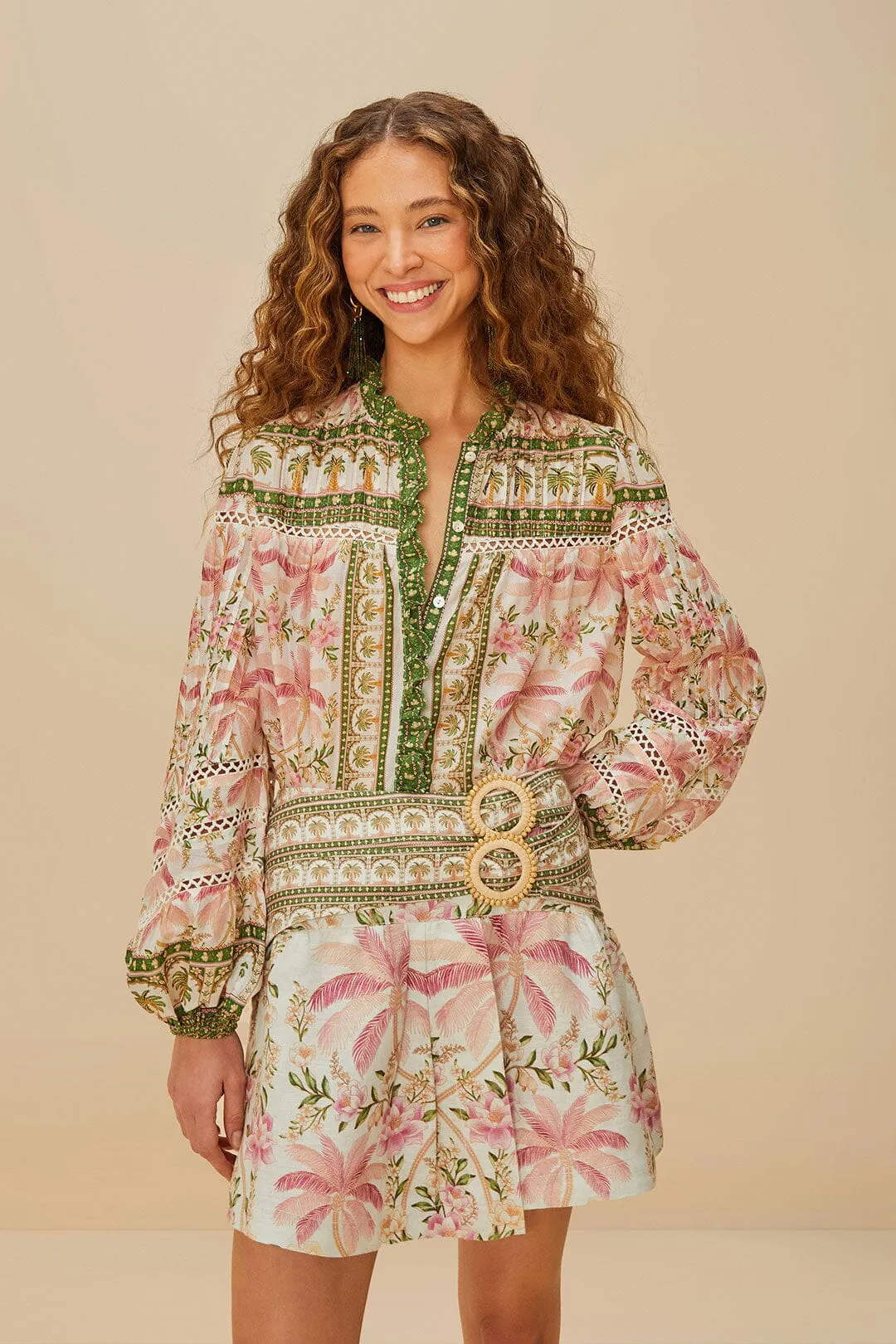 Farm Rio | Palm Dream Blouse - Off White sold by Sister & Co product image thumbnail 3