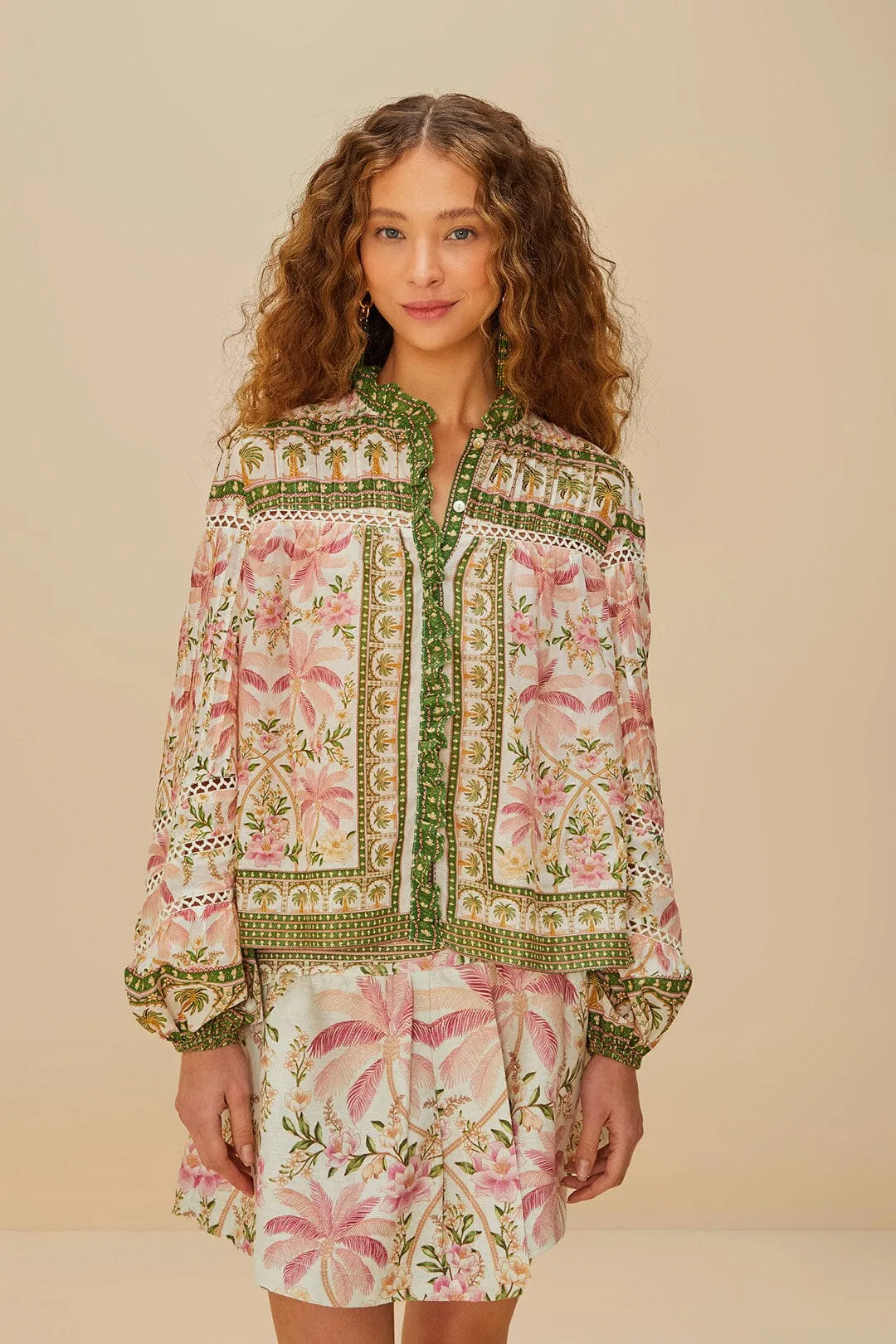 Farm Rio | Palm Dream Blouse - Off White sold by Sister & Co