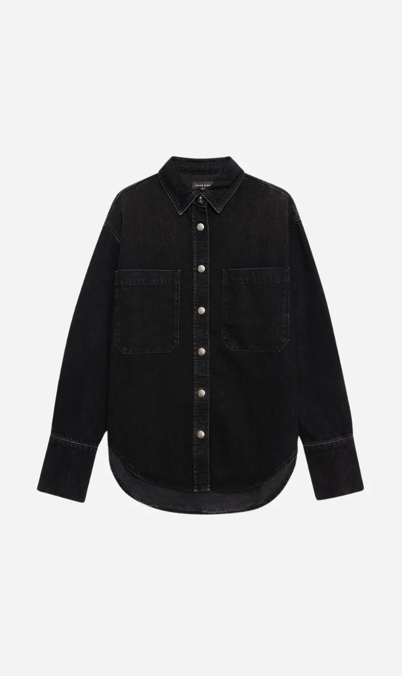 Anine Bing | Dante Shirt - Iron Black Denim sold by Sister & Co