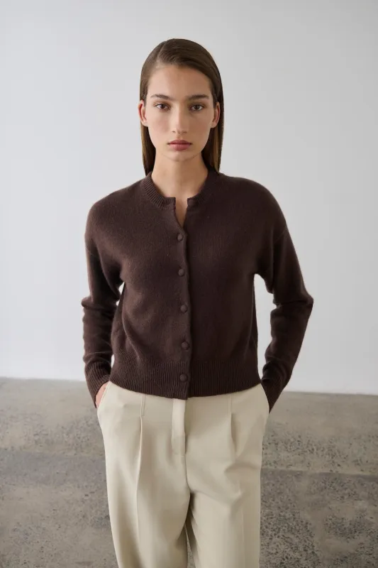 Laing | Boxy Cashmere Cardi - Chocolate sold by Sister & Co