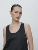 Tonywack | Tailored Satin Sleeveless Top - Black sold by Sister & Co
