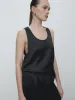 Tonywack | Tailored Satin Sleeveless Top - Black sold by Sister & Co