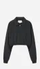 Tonywack | Garment Dyed Cropped Zip Up Sweatshirt - Faded Black sold by Sister & Co