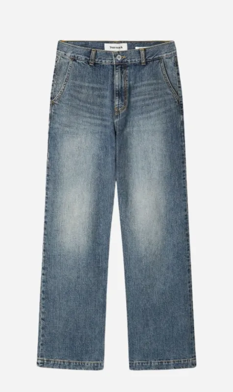 Tonywack | Straight Leg Denim Jeans - Washed Blue sold by Sisters & Co