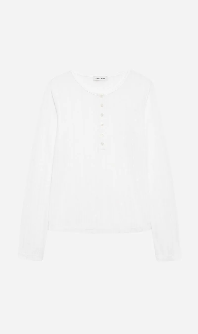 Anine Bing | Pia Long Sleeve Tee - Off White sold by Sister & Co