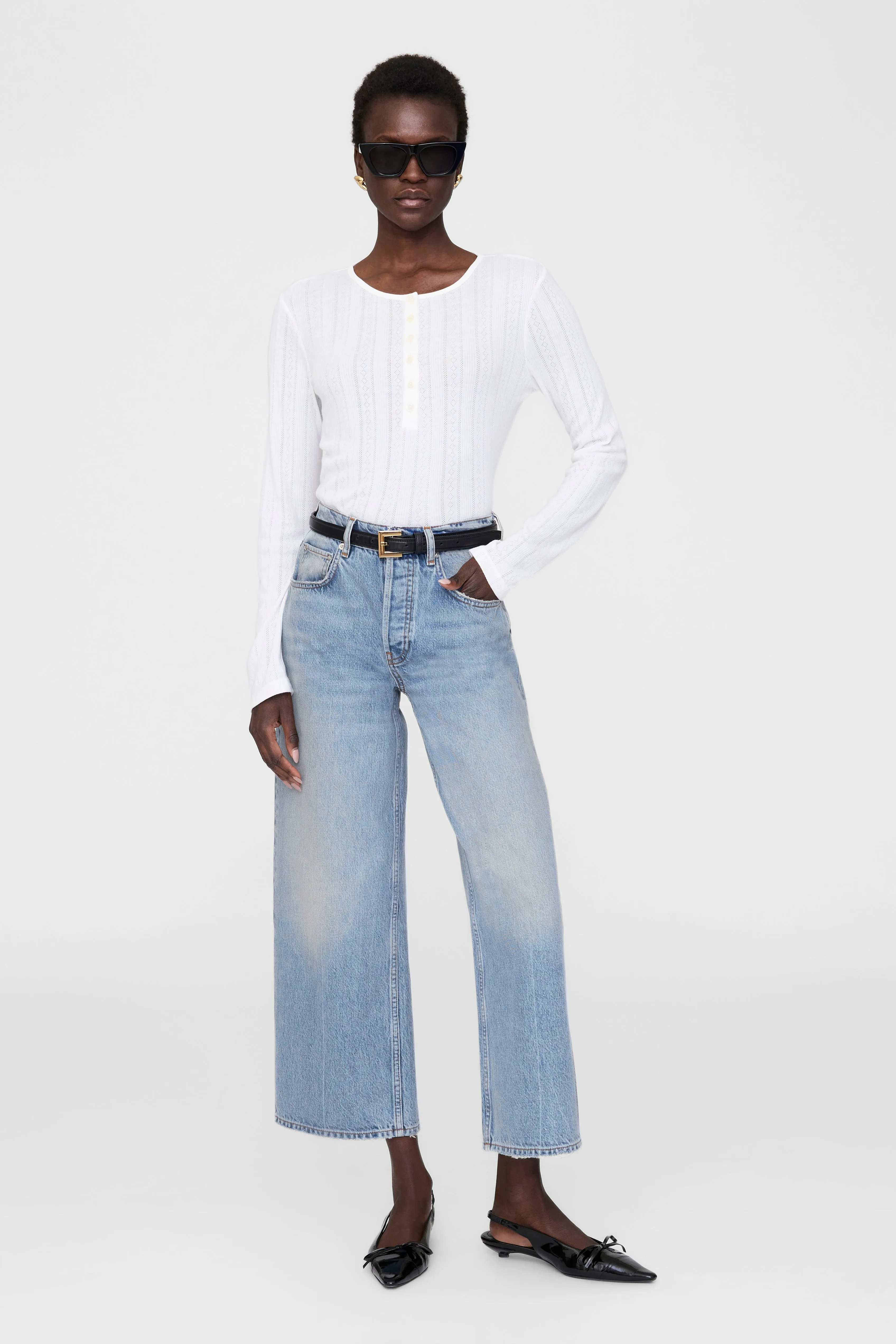Anine Bing | Pia Long Sleeve Tee - Off White sold by Sister & Co product image thumbnail 2