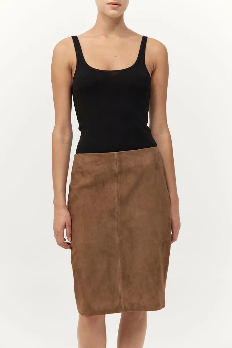 St Agni | Suede Pencil Skirt - Toffee sold by Sisters & Co product image thumbnail 3