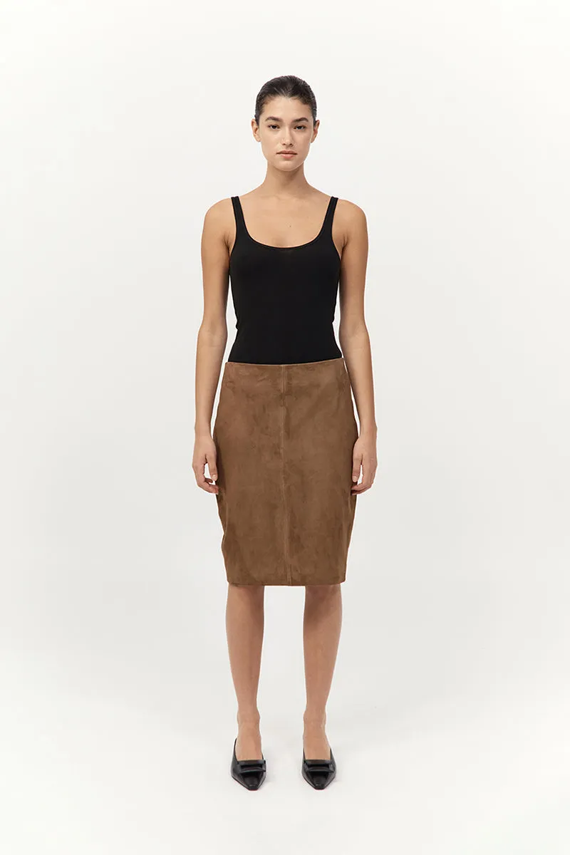 St Agni | Suede Pencil Skirt - Toffee sold by Sisters & Co product image thumbnail 2